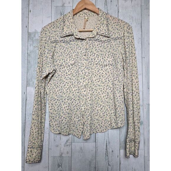 Clothes by Derek Andrew 100% Cotton Pearl Snap Western Floral Button Up / Down S - Picture 1 of 6